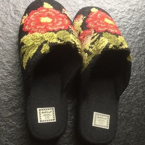 April Cornell Needlepoint Slip on Mules Shoes